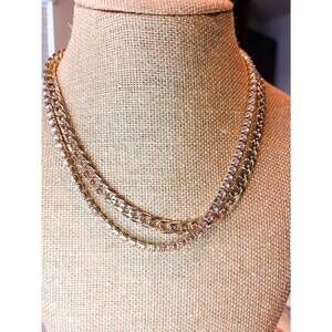 NEW FAME ACCESSORIES women's layered rhinestone chain link necklace in gold